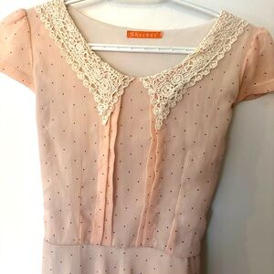Bonne Chance Collections pink vintage style lace collar dress pastel coquette